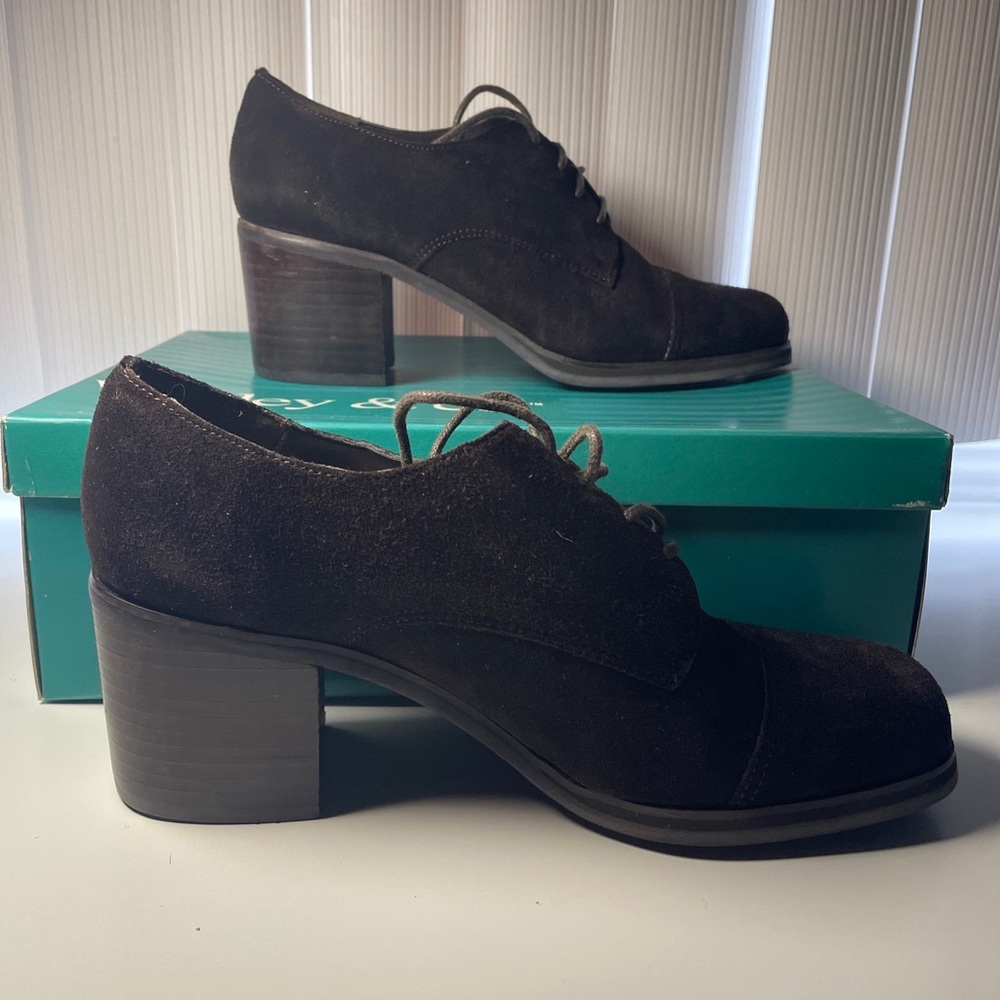 Wesley & Co. Women’s Brown Healed Shoes Chocolate Bubuck Oxford With Box
